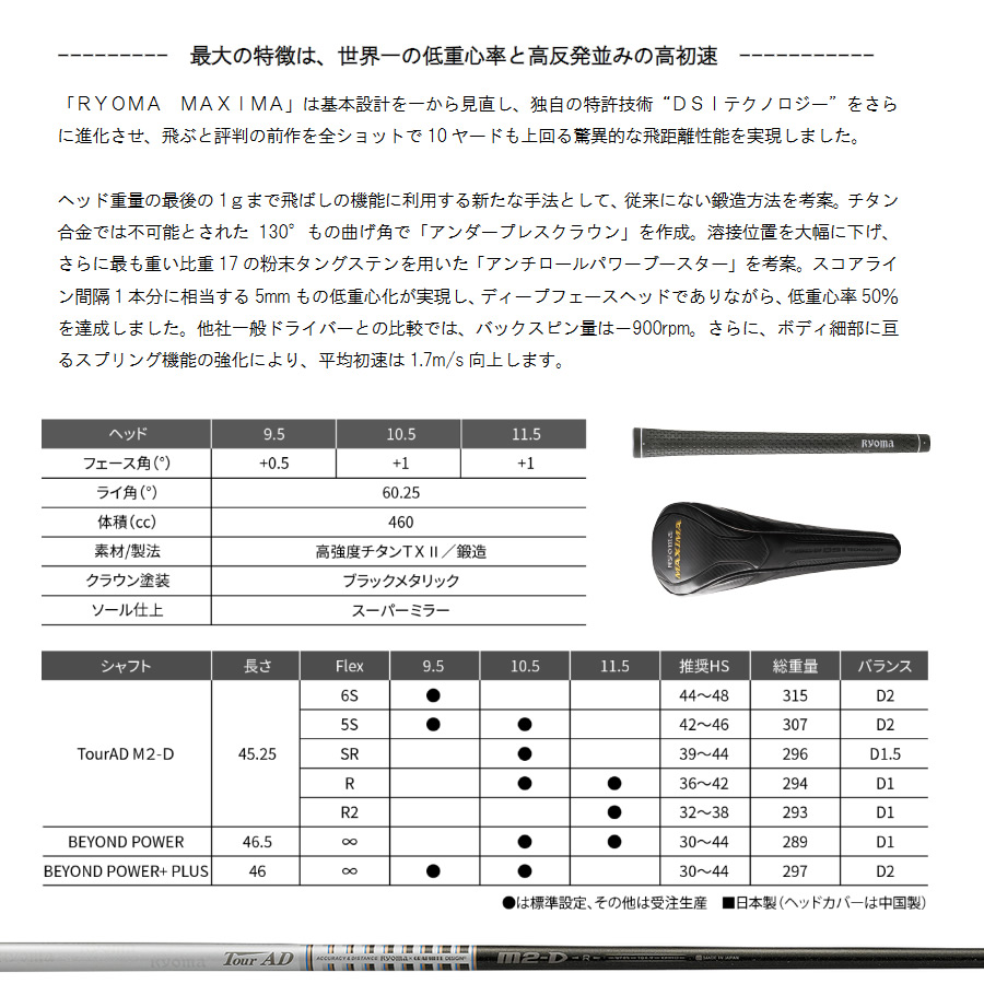 カバー・保証書無し商品 リョーマゴルフ MAXIMA TYPE-D マキシマ